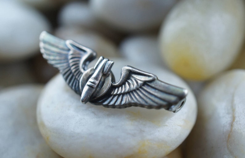 Sterling Silver 925 Army Bombardier Emblem Badges Cocade Pilot Pin CWW2 Fire Watcher Vintage Art Deco st85
