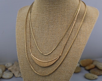 Collier Chaîne Art Nouveau Déco En Argent 925 Doré - Avec Perle - Bijou Vintage Occasion