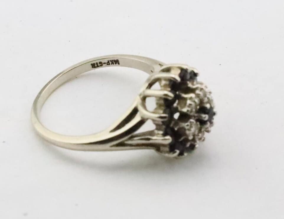 14K GTR Solid Gold White Striking Sapphire and Diamond Ring 14K GTR Solid Gold White Striking Sapphire and Diamond Ring