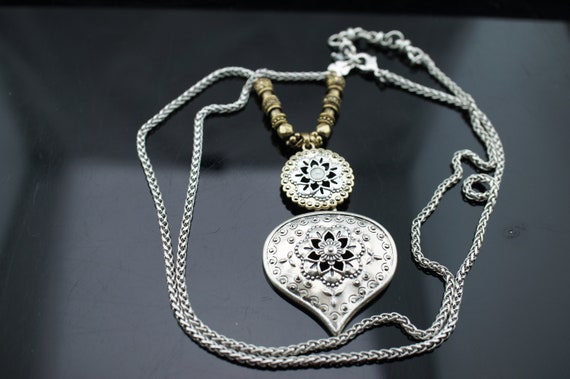 Necklace Chain Pendant Vintage Art Deco Silver To… - image 1