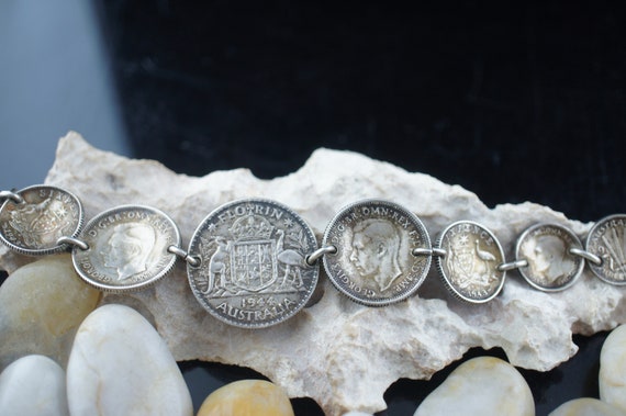 925 Bracelet Vintage Designer Sterling Silver Coi… - image 3