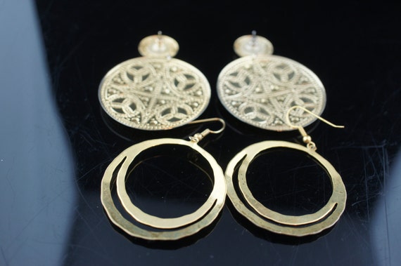 Vintage Jewelry  Art  Earrings gold tone stud pie… - image 5
