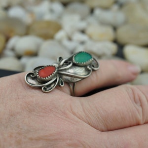 925 Sterling Silver Ring Native American Size 6.5 Band Gemstone ...