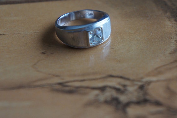 Bague Vintage En Argent Avec Strass Et Pierres (zirconium, Topaze) - Taille 55 - Style Griffe - Occasion