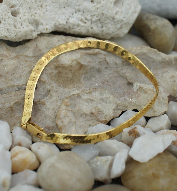 Pulsera de oro sólido 14k Milor Diseño de espiga amarilla vintage 6 7/8 ''  Joyería larga Art Deco P -  México