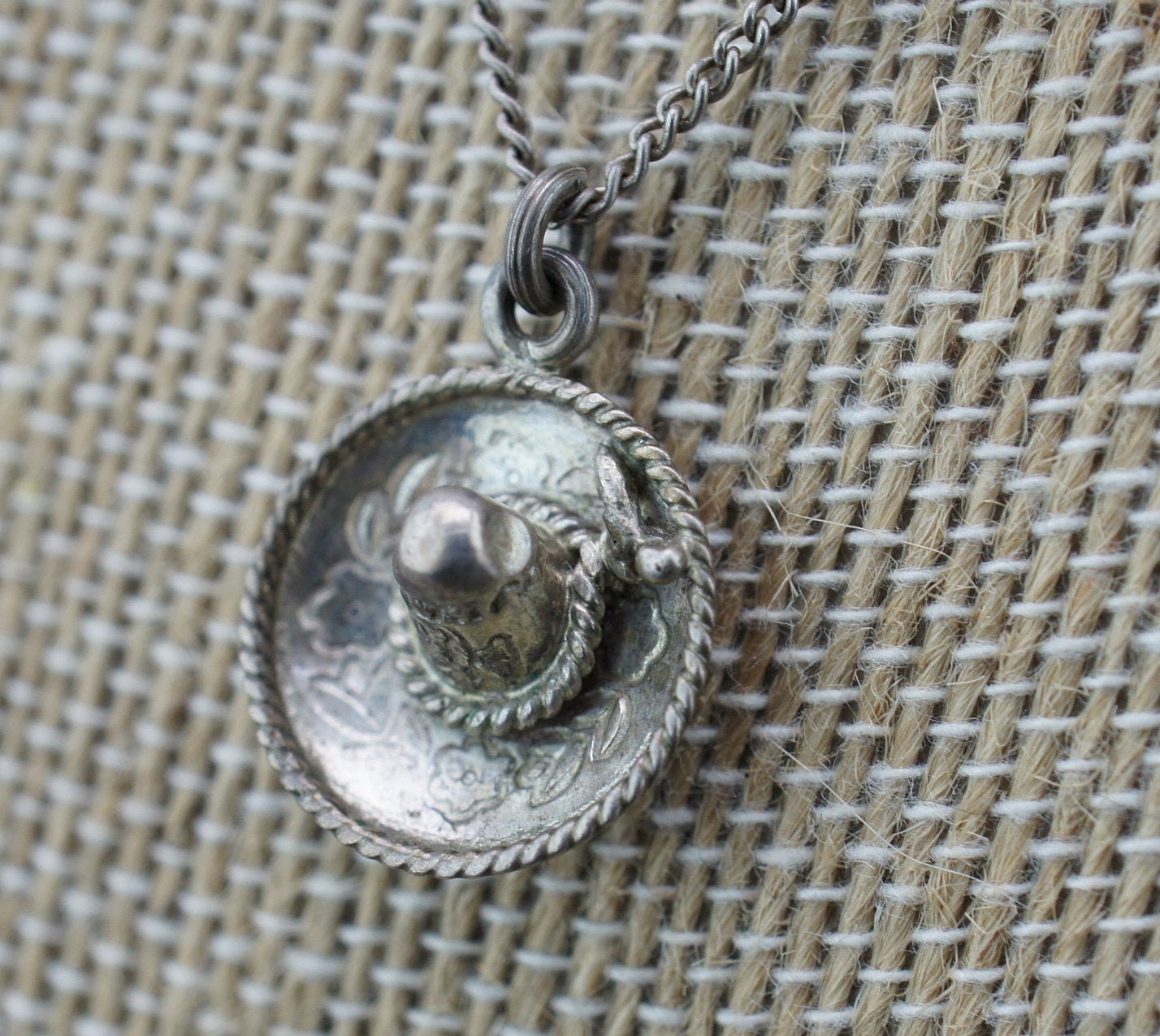 アクセサリー Vintage Mexican silver necklace charm Vintage Sterling Silver Charm Pendant Mexico Hat Sombrero