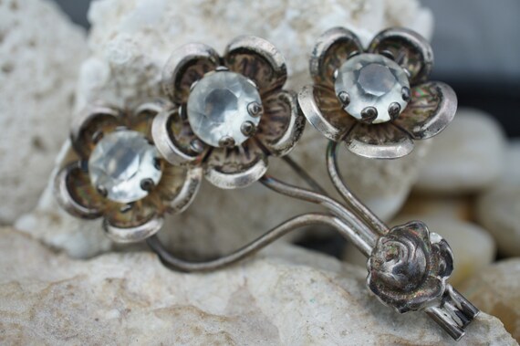 925 Sterling Silver Jewelry Vintage Flower Bouque… - image 2