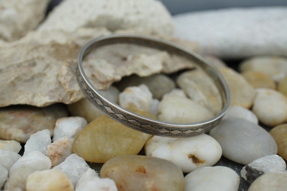 925 Sterling Silver Bangle Solid 925 Bracelet Vin… - image 2