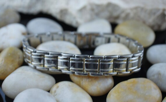 Vintage Bracelet  Art Deco Jewelry circa link squ… - image 3