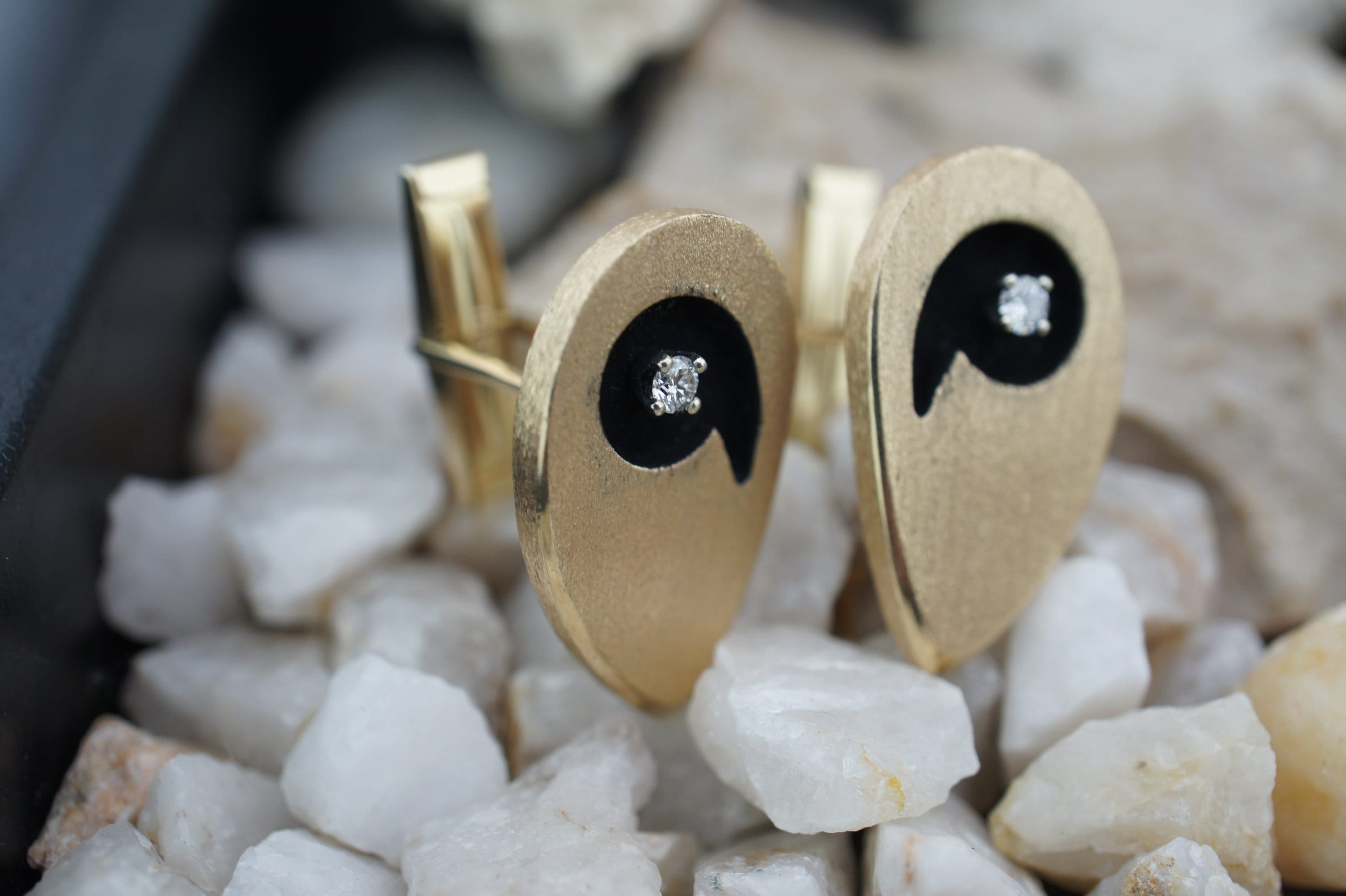 14k ヴィンテージ カフスボタン カフスリンク ブラック エナメル