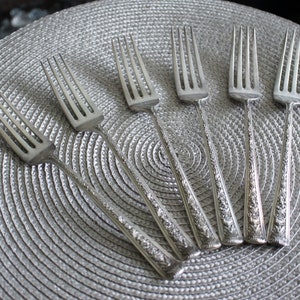 Windsor Rose By Watson Company 925 Sterling Silber Speisegabel 7 3/4&quot; Set 6 Servier gestempelt Löwe, Krone, Floral Design Vintage FR