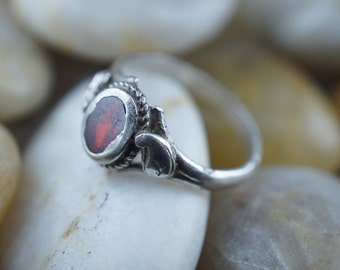 925 STERLING SILVER Vintage Art Deco Ring with brown stone Size 7 1/4 circa minimalist Modernist Graceful st29