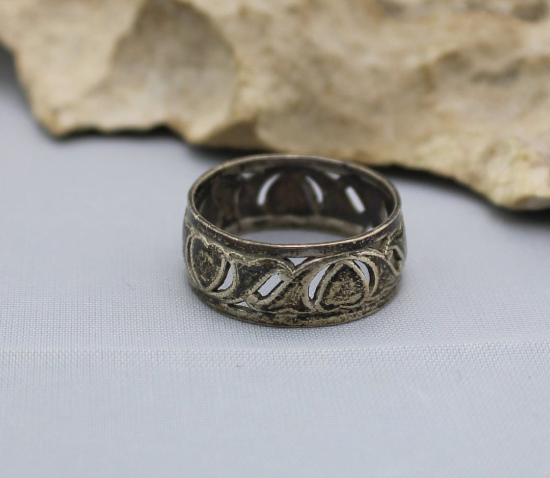 アクセサリー Silver 925 vintage ring 925 Sterling Silver Vintage Ring Solid carved Design SZ 5