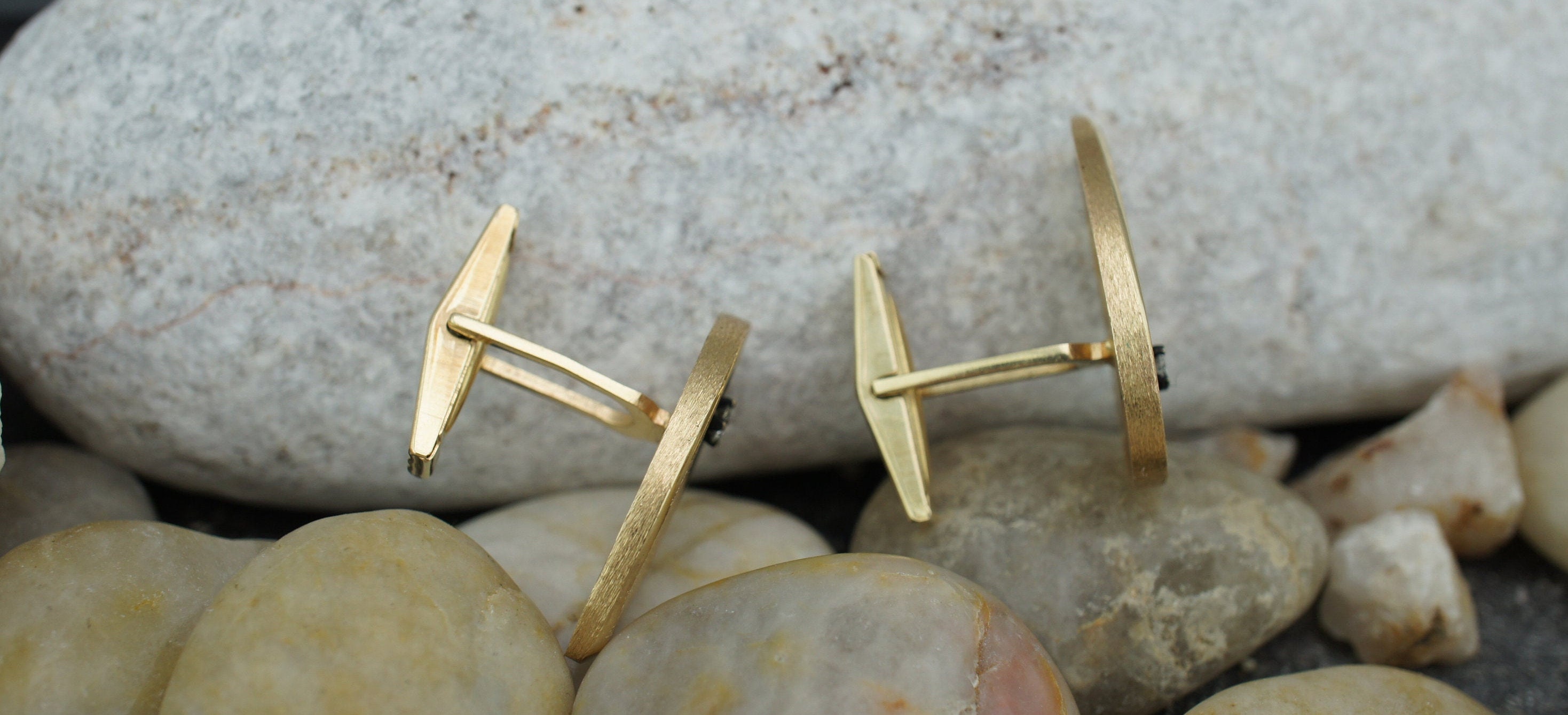 14k ヴィンテージ カフスボタン カフスリンク ブラック エナメル