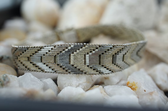 925 Sterling Silver Milor Vintage Italy CHEVRON Woven Link