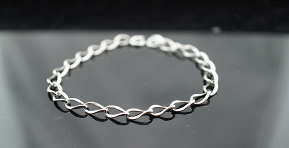 925 Sterling Silver Vintage Cable Link Bracelet 7