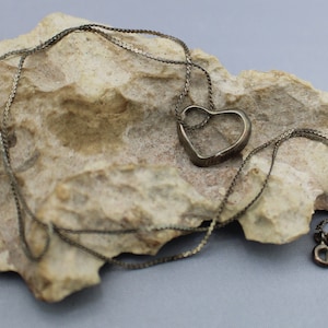 Vintage Art Deco Sterling silver 925 Jewelry Necklace Anchor S- links design Pendant Heart so194
