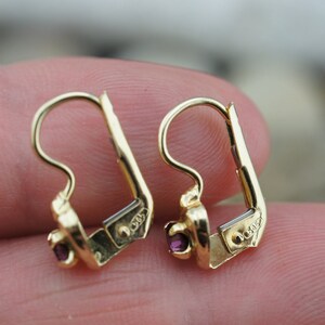 585 14k Solid Gold Vintage Art Deco Piercing Earrings Purple - Etsy