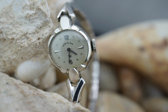 Lady Elgin Vintage Wrist 14K Gold With Bracelet Silver  display picture 3