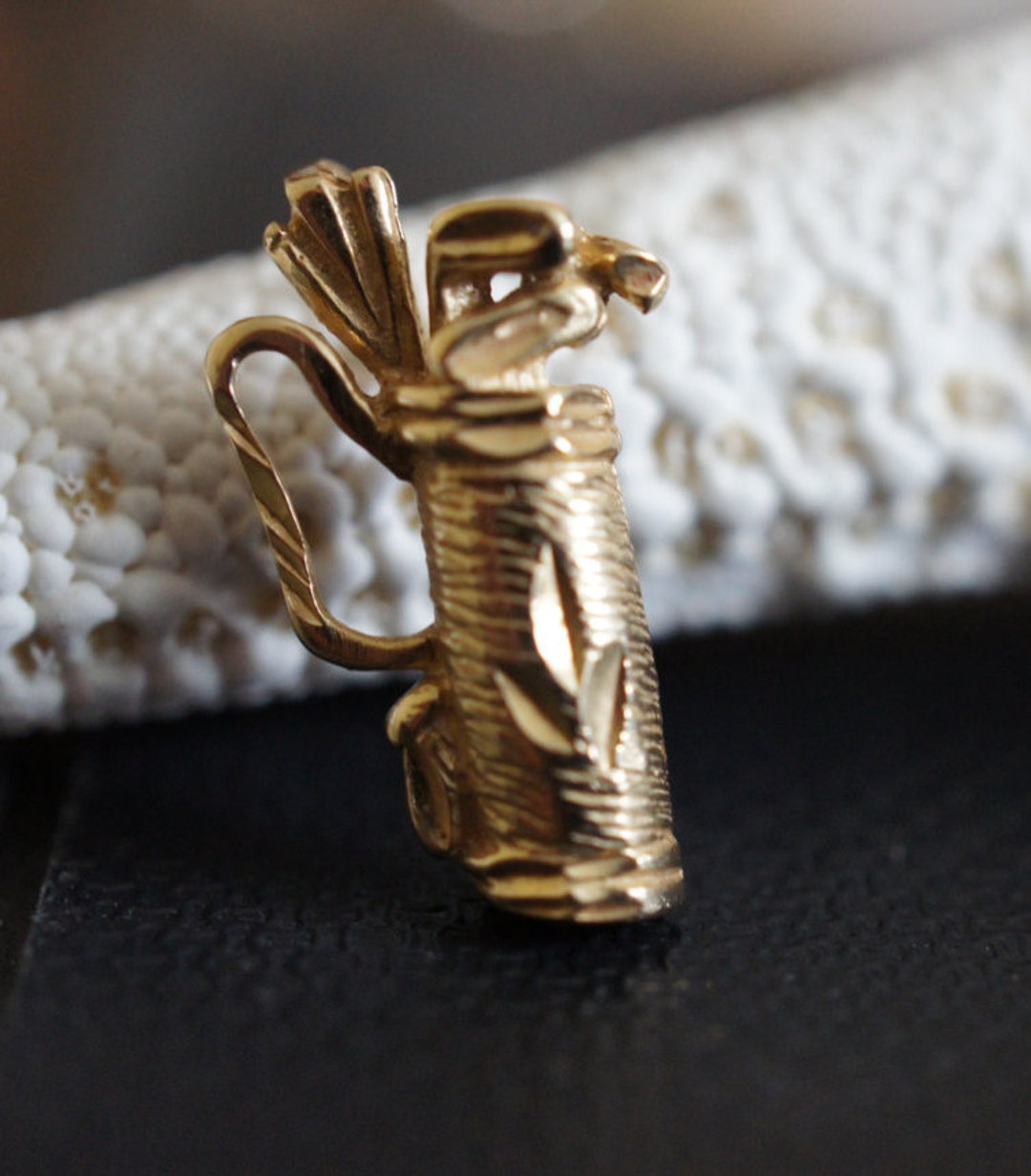 Solid 14K Yellow Gold Golf Bag Charm Golfing Pendant Sport Jewelry - Etsy