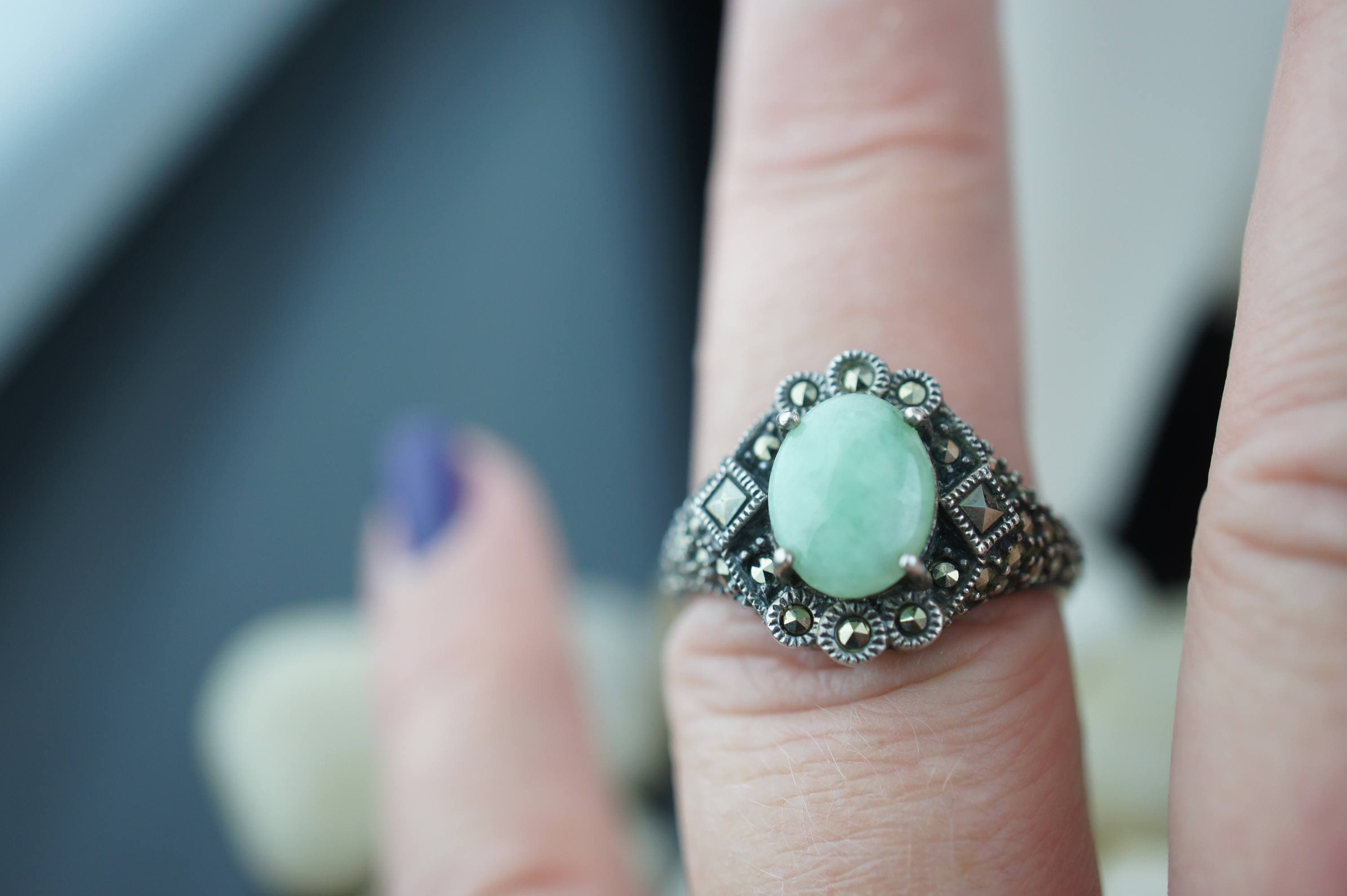 STERLING SILVER 925 JJ Judith Jack Vintage Ring Size 10 1/4