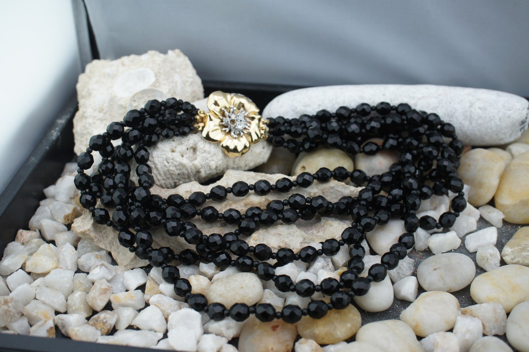 Collana Gioiello Moda Nero/Oro - Retro Chic Regolabile Con Catenina