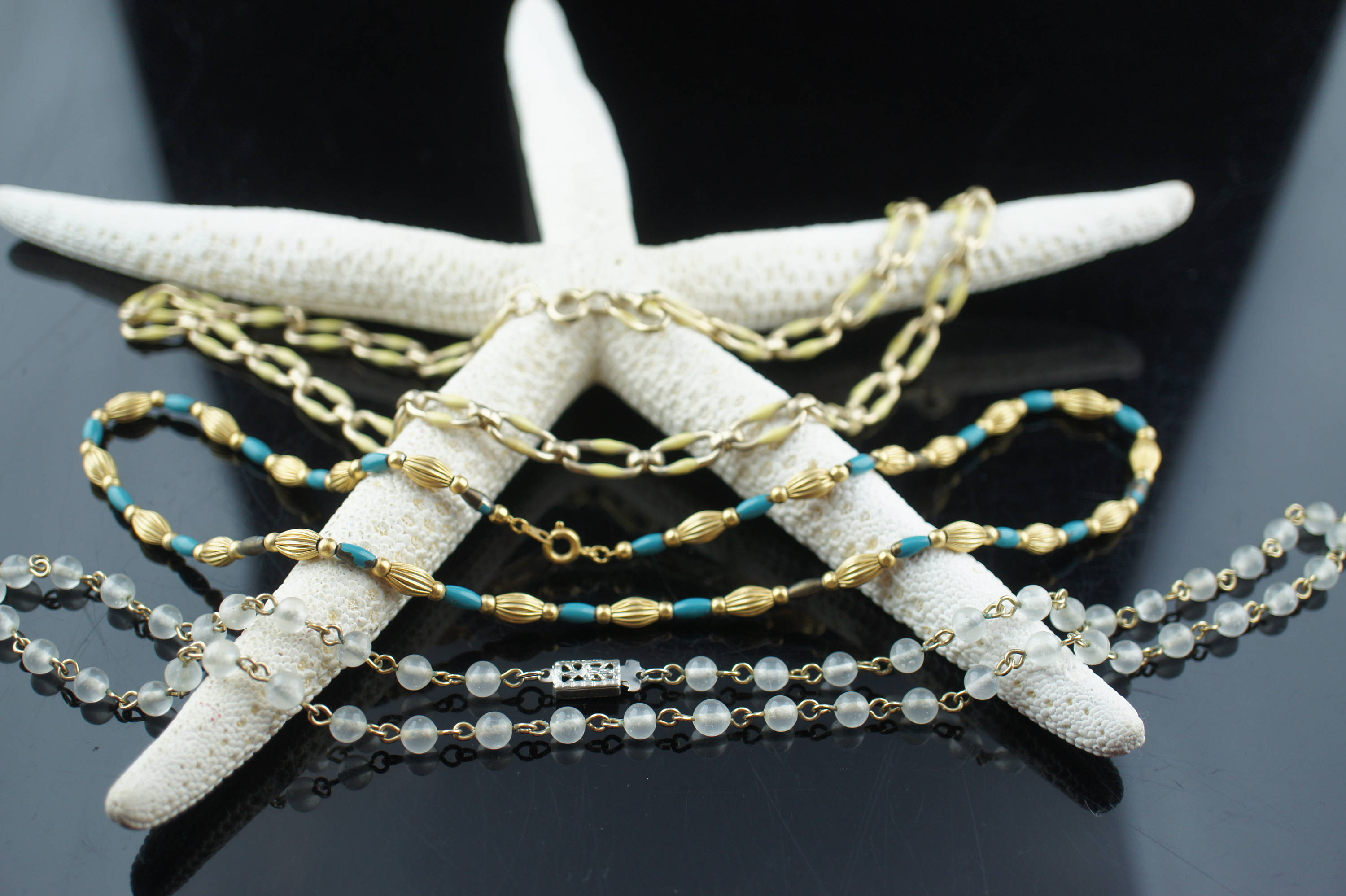 Vintage Art Deco necklace necklaces chain set 3 necklaces Etsy