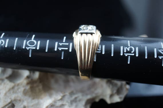 Vintage  Solid 14k Solid Gold Ring  gemstone sign… - image 4