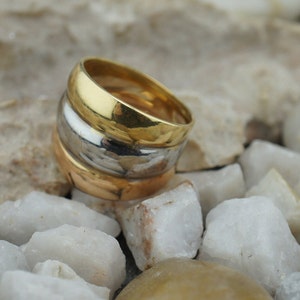 750 18k Italy Milor Solid Yellow White Gold Wedding Band Ring Engagement Size 6.5 Wide jewelry vintage R