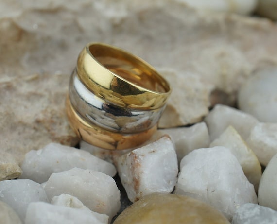750 18k Italia Milor S lido Amarillo Oro Blanco Boda Anillo Anillo
