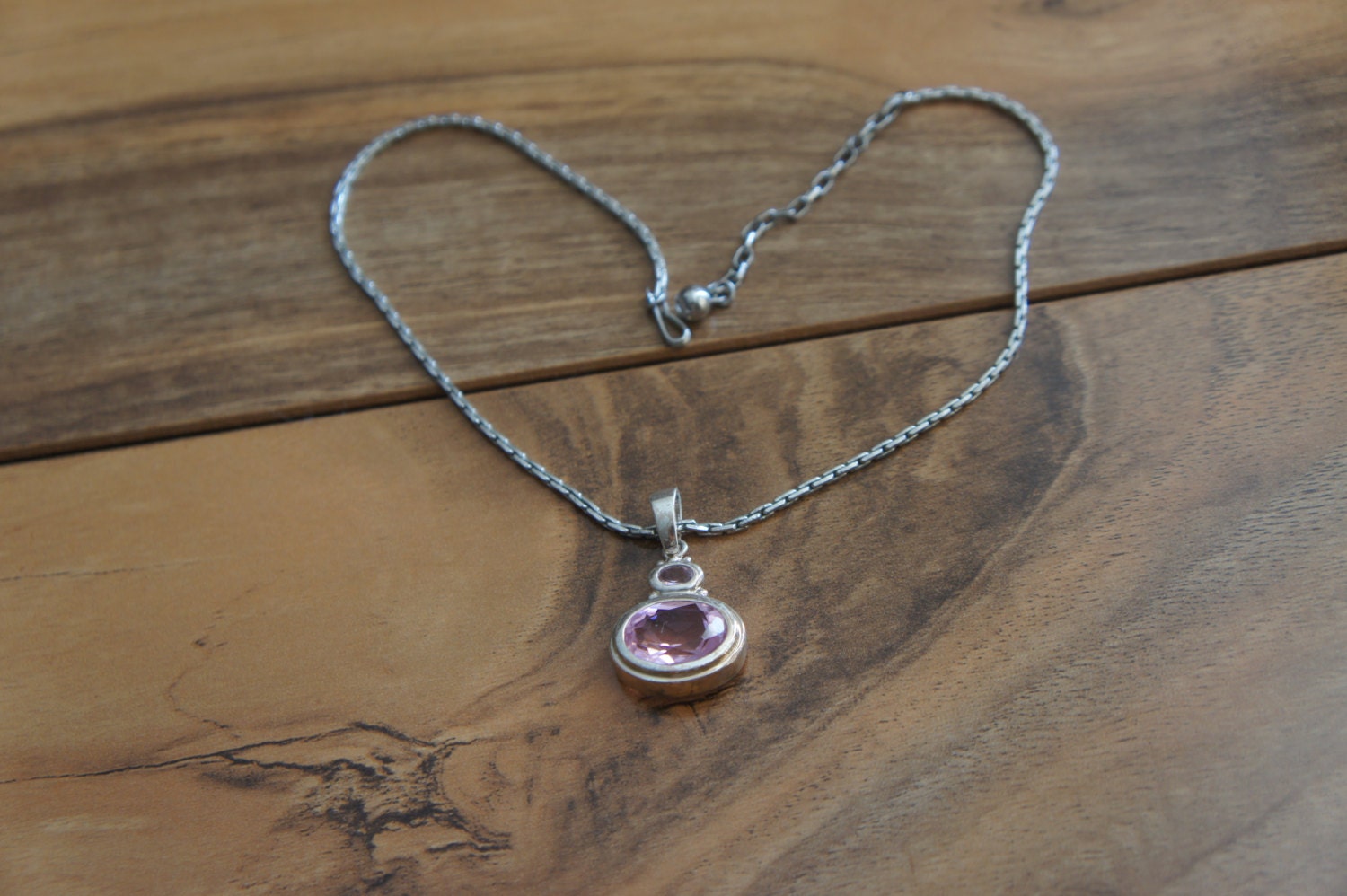 Vintag Chain Necklace Jewelry Pendant Aurora Borealis Pink - Etsy