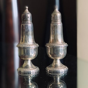 Set di sale e pepe con pesi Empire da tavola in argento sterling 925 vintage n. 242 di due stB