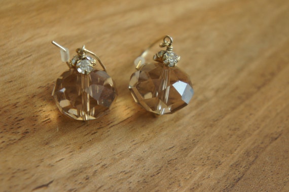 Natural clear quartz earrings handmade gemstone e… - image 1