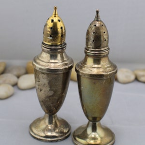 Vintage Sterling Silver 925 KMK Sterling Tableware Weighted and Reinforced Salt and Pepper Shaker Set of two NY