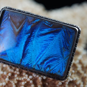 Art Deco Jewelry Brooch Vintage STERLING Silver 925 IM  Pin rectangle blue sparkle blue circa Modernist feathers  handmade  treasure d245