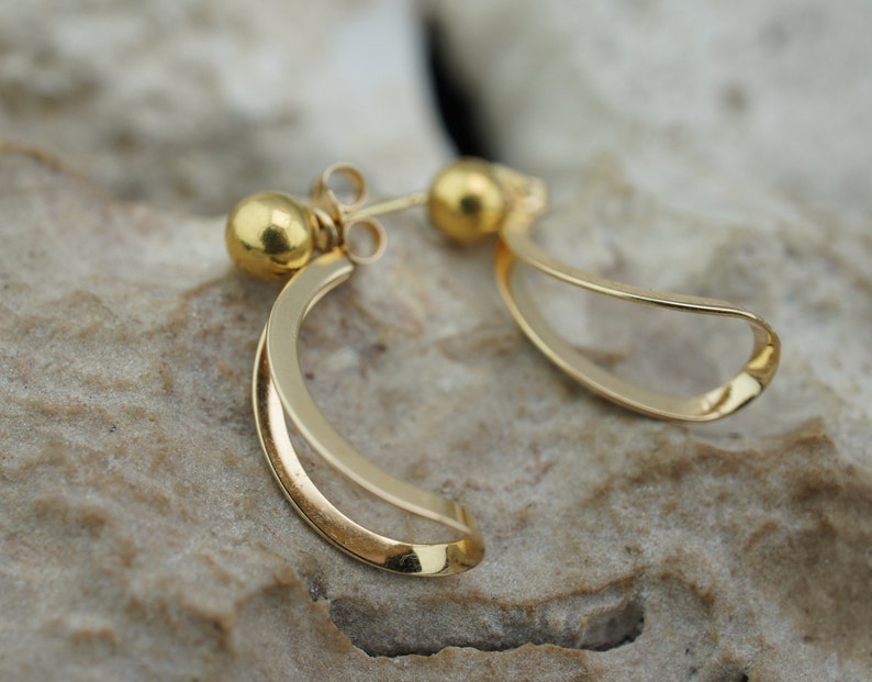 14k Solid Gold Nabco Vintage Art Deco Stud Earrings Ball Etsy