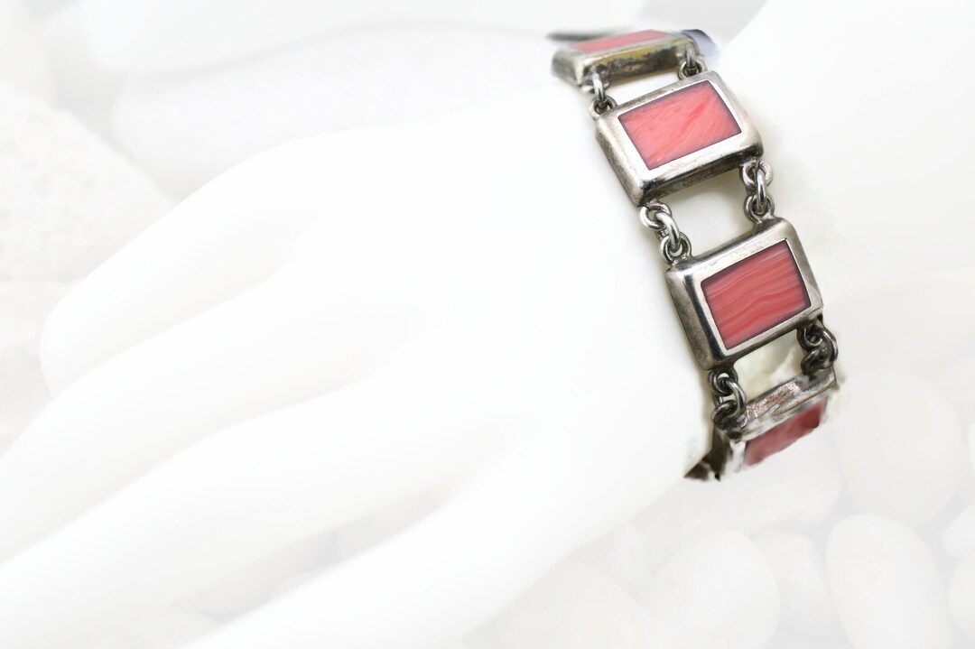 Mexico 925 Sterling Silver Bracelet Vintage Jewelry Pink - Etsy Canada