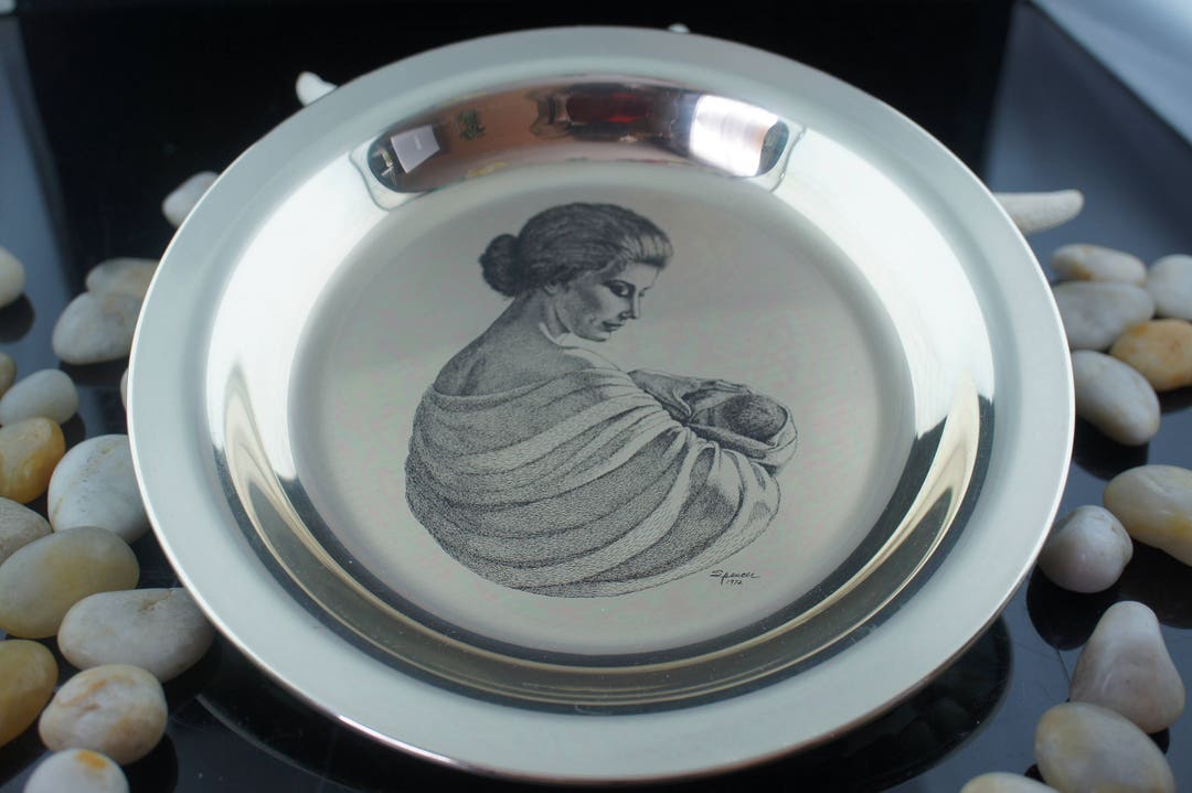 STERLING SILVER SOLID 925 Plate Vintage Franklin Mint Sterling Silver Irene Spenser 1972 Mother and Child Plate 19193 Etsy Canada