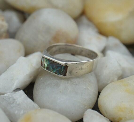 Bague Ancienne Art Déco En Argent 925 Et Pierre Bleue - Taille 48 - Bijou Vintage élégant