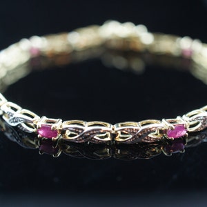 Vintage Tennis Bracelet Sterling Silver Purple Lavender Glass HANThai 925  Brand X&#39;s and O&#39;s Theme Lovlier in Person Look gold vermeil p142