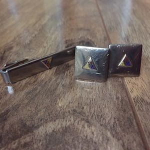 Fcb logo cufflinks with tie clip Vintage Set M-006