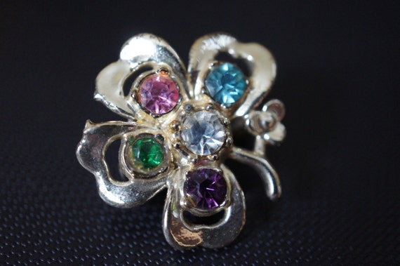 Vintage  Jewelry Brooch Pin CZ ,Rhinestones , Aur… - image 3