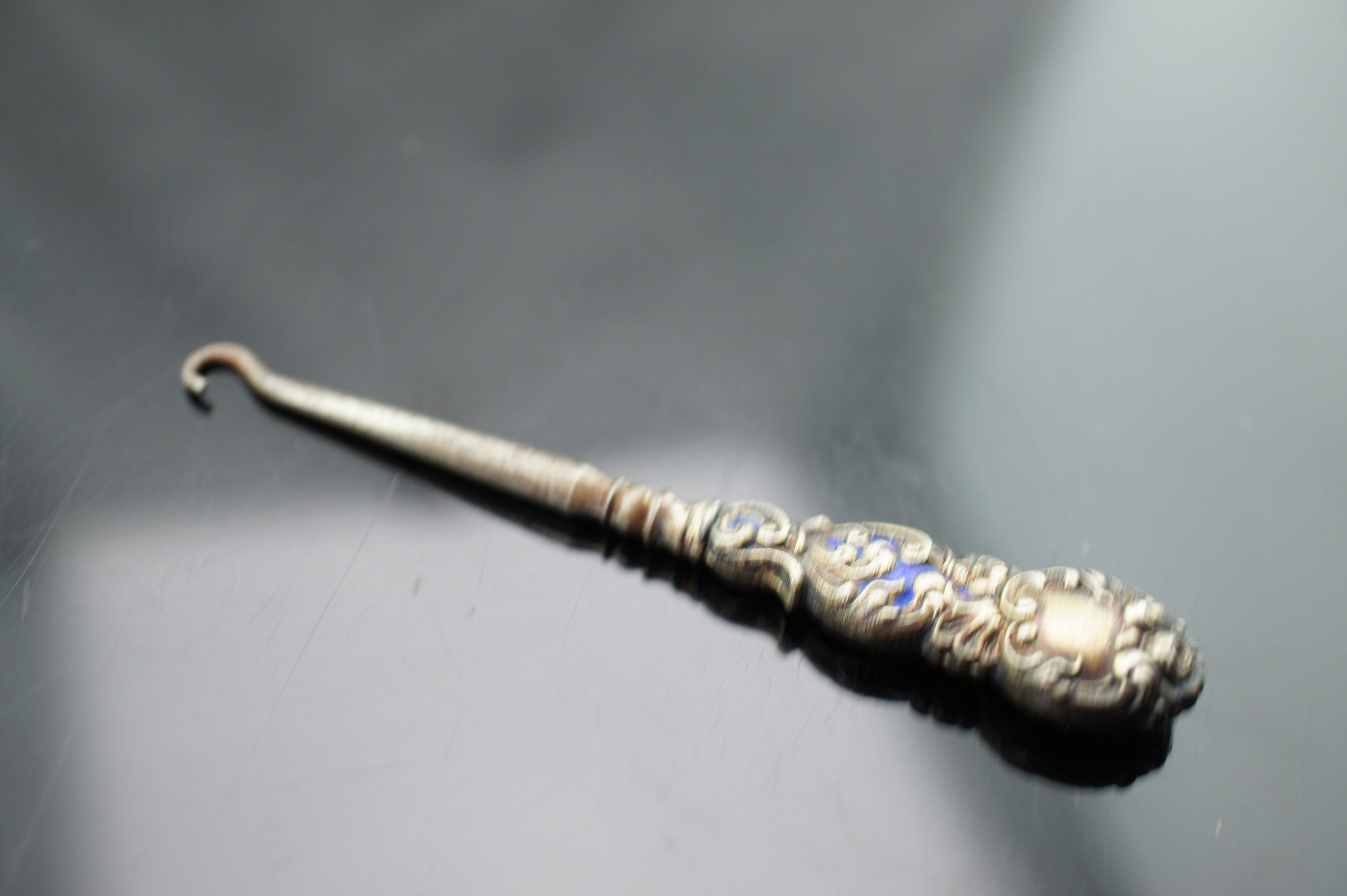Antique Sterling Handle Shoe Clothes Button Hook 7 3/4 by Webster 13328
