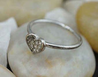 925 STERLING SILVER LS Ring Size 5 Heart Cz Art Deco Jewelry 925 STERLING SILVER LS Ring Size 5 Heart Cz Art Deco Jewelry