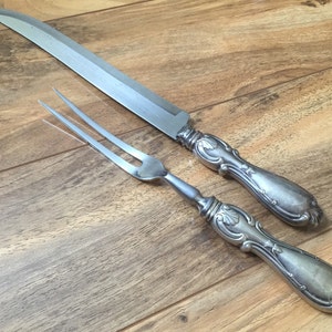 Vintage Sterling Silver 925  Server Knife Fork Flatware Silver Ware  Silverware  Carving Set