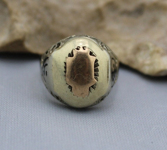 14K White Solid Gold Ring With Yellow Solid Gold … - image 5