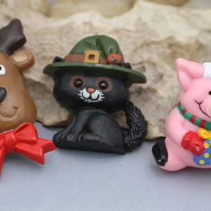 Joyería Vintage arte Pin broche conjunto Animal ciervo cerdo gato Multicolor dibujos animados Circa modernista elegante so369
