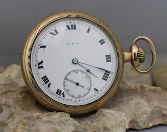 Elgin Taschenuhr Gold Tone Monogram B.F.B. so339