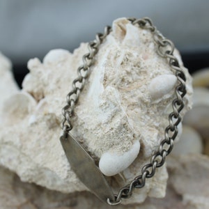 Bracelet 925 Vintage Sterling Silver Medic Alert chain links ring in ring design Modernist unisex st727