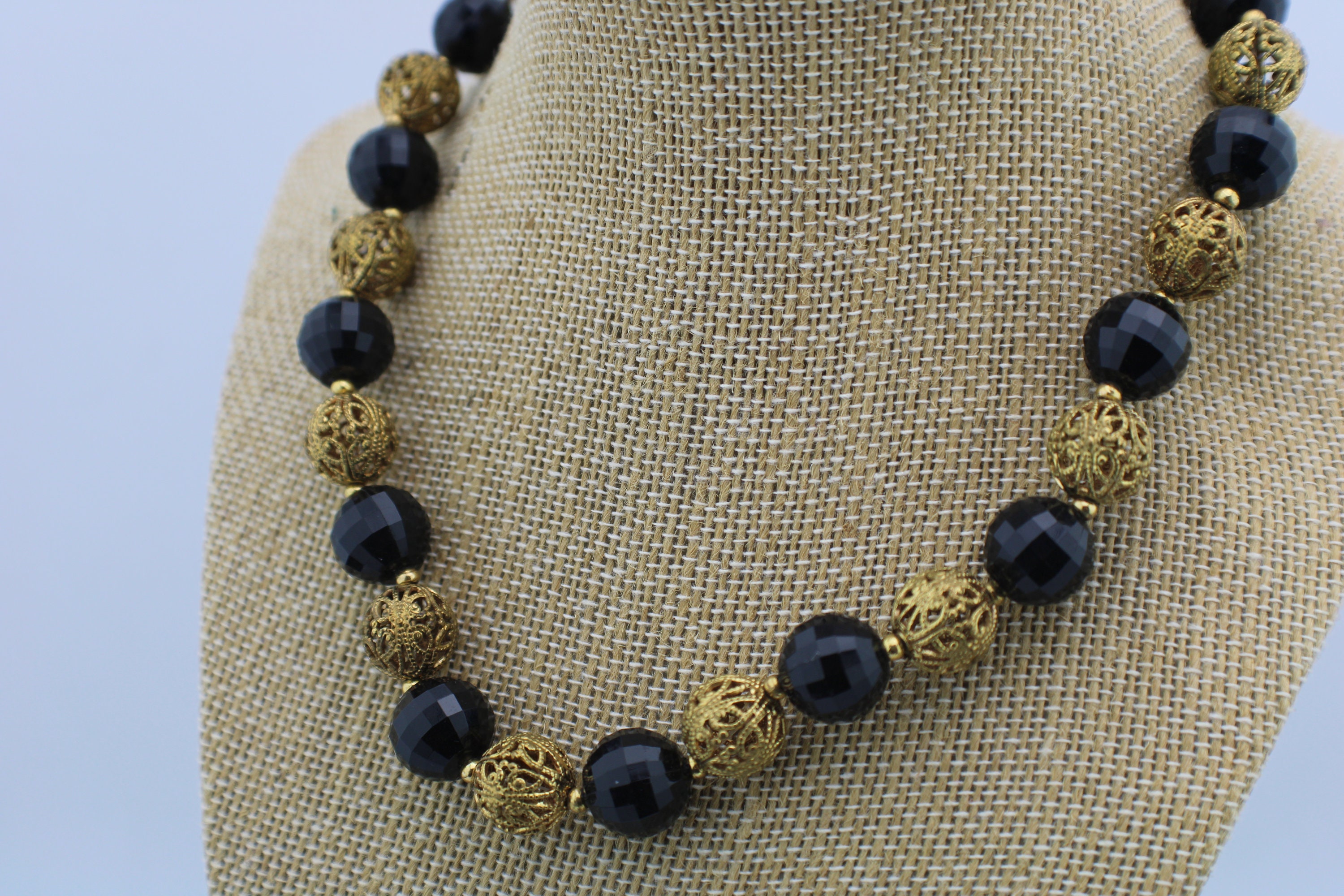 VINTAGE HOLLYWOOD★Double Ring Ball Necklace Vintage Necklace Chain Necklaces Set 2 Beads Ball Balls